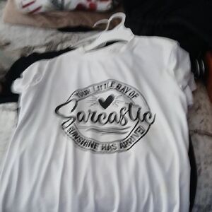 White Womens Shirt with Sarcastic Print